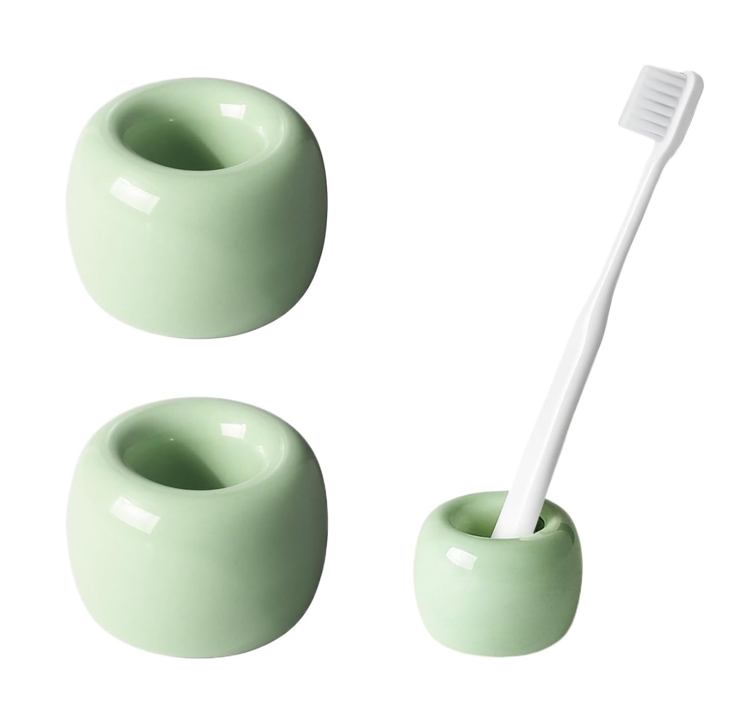 Bathroom Holder Ceramic Toothbrush Holder For Bathroom Countertop Organizer Stand Toothbrush Accessories(Grün)