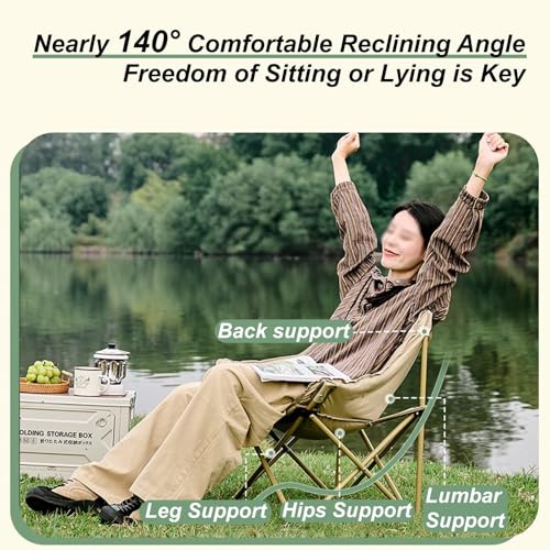 Chaise pliante confortable noire anti-mal de dos pour camping - 7