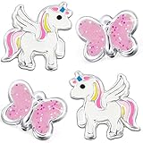 PRODUKTDETAILS: Schmuck-Set 2 Paar Ohrstecker / Kinderohrstecker Mädchenohrringe. Motivgröße ca.: Einhorn-Pferd 8mm & hoch 8mm breit, Schmetterling 8mm hoch & 5mm breit. Stablänge ca.10mm. Butterfly Verschluss.