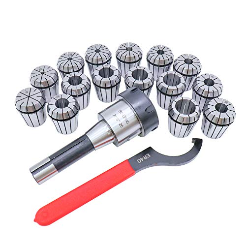 HFS (R) R8 Shank + 15 Pcs ER40 Collet Set + Wrench in Fitted Strong Box