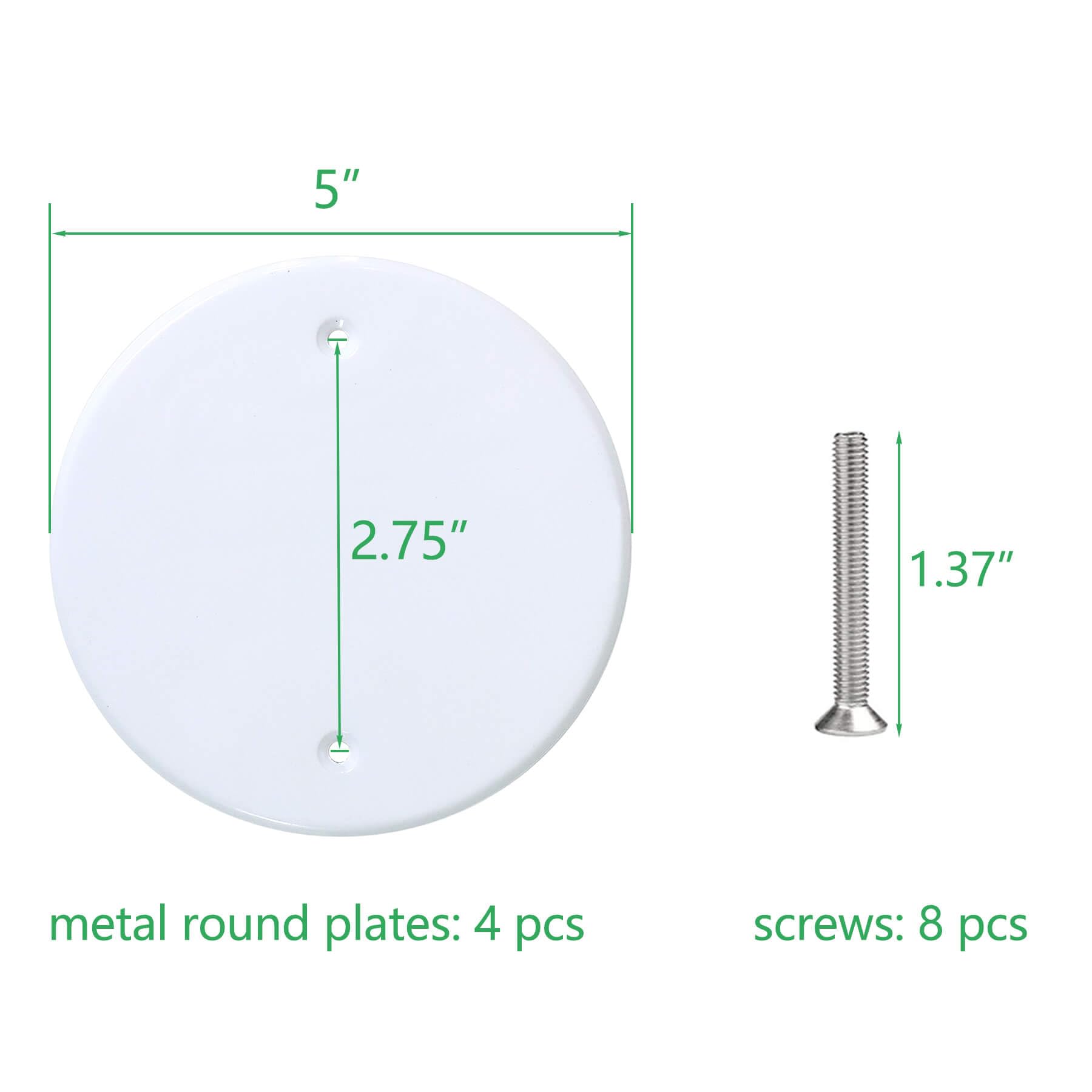 Cubierta de techo de metal blanco de 5 pulgadas, placa de cubierta para aberturas de caja redonda/octogonal de 3-1/2 pulgadas en techos o paredes, los agujeros están espaciados de 2.75