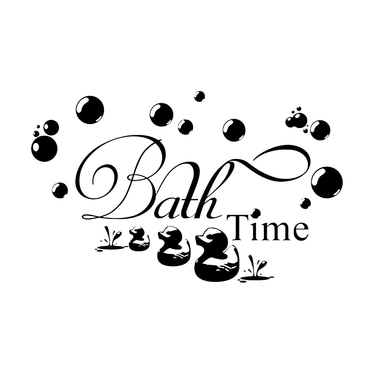 Bathroom wall Decal Bath Time Wall Art Quotes Waterproof Vinyl Wall Stickers Duck Bubble Lettering DIY Kids Bathroom Decals Extra Large - 65x105cm