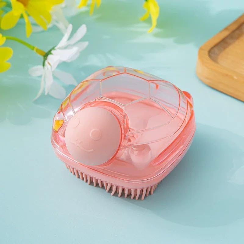 Transparent Turtle Silicone Bath Brush with Shampoo Dispenser – 2-in-1 Handheld Shower Loofah and Soft Body Scrubber, Gentle Exfoliating Scalp Massager and Cradle Cap Baby Shampoo Brush for Men, Women & Kids (Pack of 1)-image-40