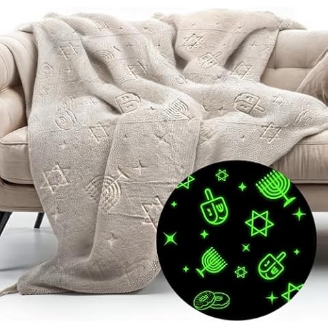 GUARDMAN Glow in The Dark Chanukah Blanket Cover