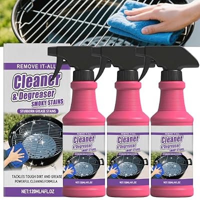 Fast Acting Heavy Duty Grill Degreaser Spray, 2026 New BBQ Grill Cleaner, Multi Functional Grease Remover for Outdoor Grill, Grill Cleaning Spray for Kitchen, Easy Off Oven Cleaner for Home (3 PCS)