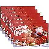 BESTONZON 6PCS Cute Christmas Placemats Heat Resistant Waterproof Xmas Placemat for Dining Table Decoration(17.3
