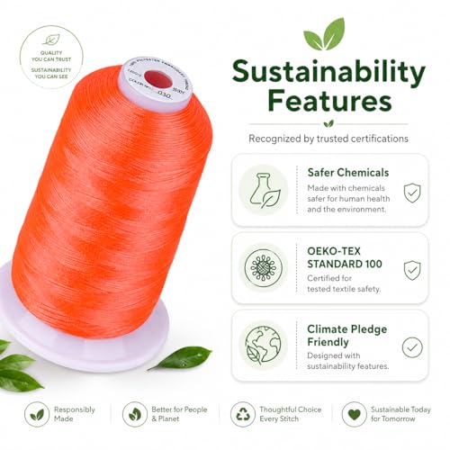 Image of Simthread 5500Yds Embroidery Thread 5000M, 40WT Polyester Machine Embroidery Thread, High-Yardage Spool for Brother, Singer, Janome, Babylock, Husqvarna, Home & Commercial Machines, Vermilion 030