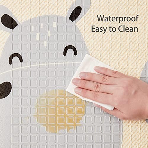 mloong Baby Play Mat, 71x59x0.4 Large Thick Playmat, Folding Portable Waterproof Reversible Double-Sided Crawling Mat, Baby Floor Mat for Infants and Toddlers, Easy to Clean (71x59x0.4in-Star) — view 7