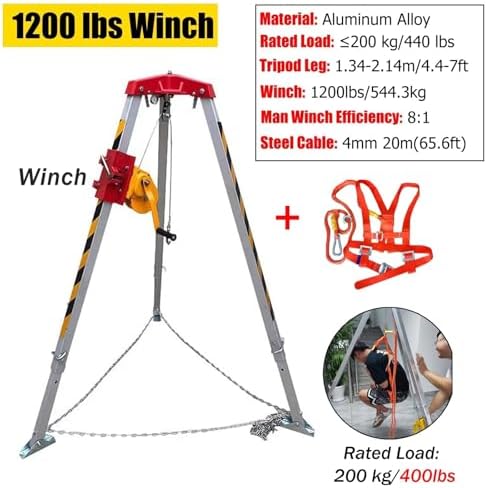 Rescue Tripod Lifting Rescue Equipment，Aluminum Confined Space Tripod 7 Feet Legs, Commercial Rescue Tripod Fall Protection for Traditional Confined Spaces/Grinder Pumps/Road Construction/Fi