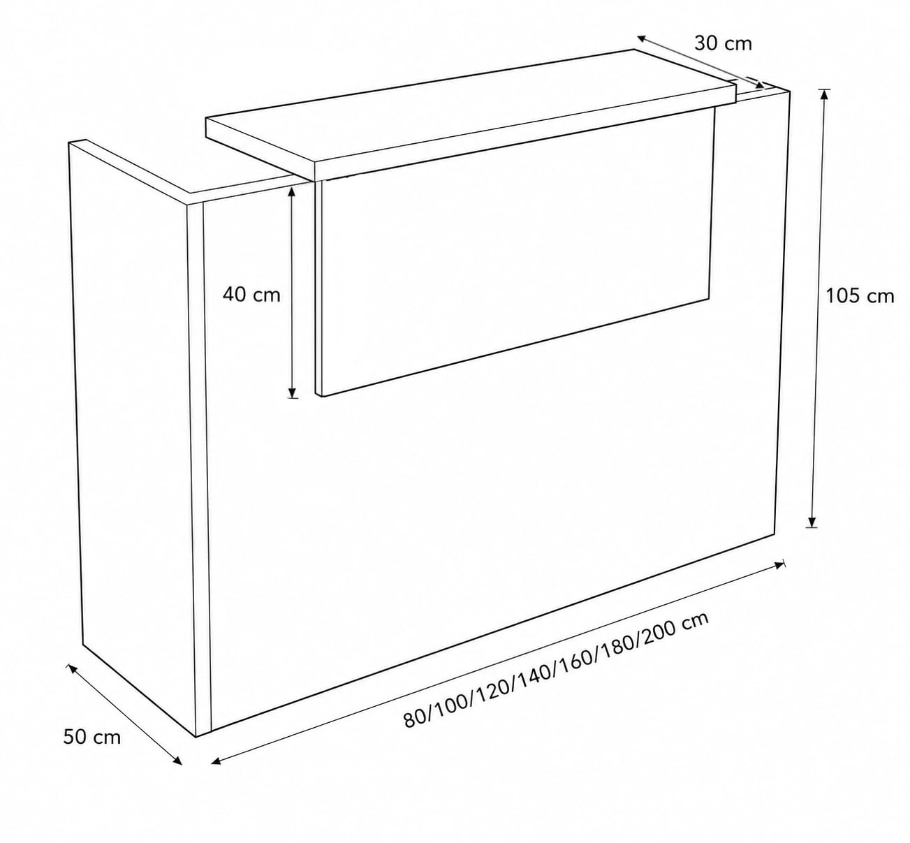 Genérico OFILIKE. Mostrador Basic de Recepción para Oficina o Negocio - Mostrador Recepción Moderno con Estante Interior (Blanco) (120cm Ancho)