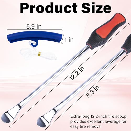 ecocstm 12.2 Inch Tire Spoons, Dirt Bike Tire Changing Tools, Tire Changing Kit, Tire Removal Tool, with Rim Protector, Valve Tool, Valve Cores and Caps, for Motorcycle/Lawn Mower/Tractor/Bicycle