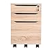 Decho 3 Drawer Wood Mobile File Cabinet Fully Assembled Except Casters,Letter Size/A4,Oak