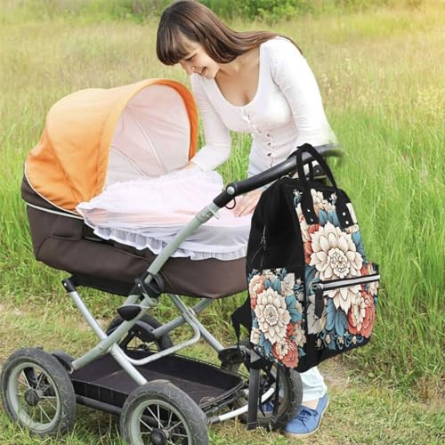 Sac à langer imprimé floral grand volume avec rangement PC - 6