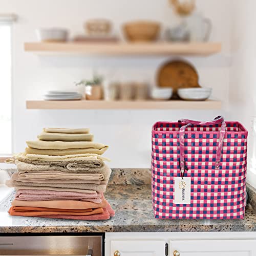 Image of Arnavira Handmade Multipurpose with Lid 20L Used as Lunch Lunch Bag Tiffin Bag for Office,School & Travel (32x20x30) (Pink White, X Large)