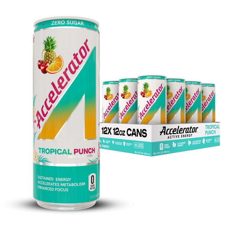 Accelerator Tropical Punch Energy Drink, 12 Fl Oz (12 Pack)