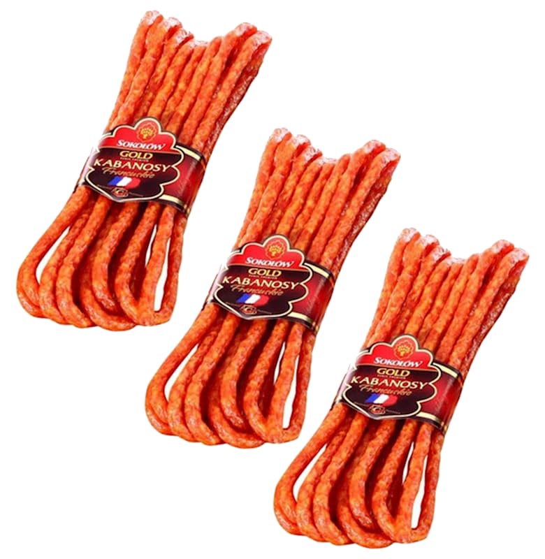 SOKOLOW Kabanosy Francuskie (paquete de 3) - Delicioso aperitivo de carne 4.23 oz