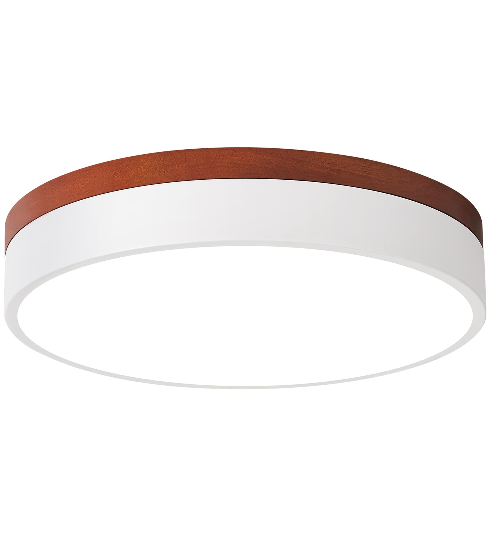 ZUYURT LED Ceiling Light Dimmable, White and Wood Flush Mount Ceiling Light Fixture 5CCT in One, Minimalist Round Ceiling Lamp Modern Lighting for