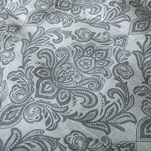 Best Linen 4 Piece Duvet Cover Set Microfiber Quilt Cover Pillow Case & Fitted Sheet Complete Bedding Set Easy Care Machine Wash Anti Allergic (Grey - Image 2