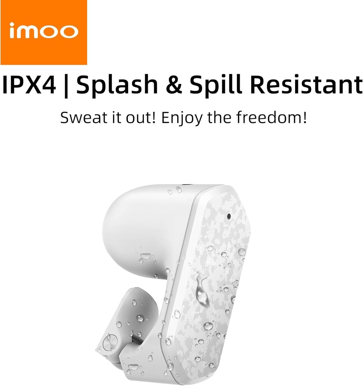 imoo E5 Open Earbuds, Wireless Headset Mic Noise Cancelling, Bluetooth Sports Earphones, Clip on Earbuds for Comfort, Up to 30 Hours of Battery Life(White)