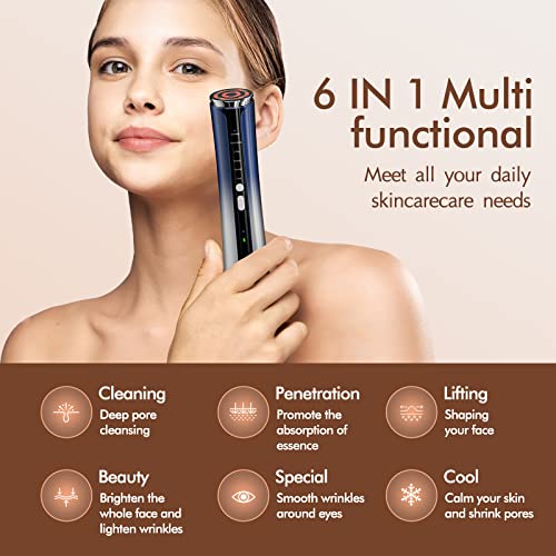 Radio Frequency Skin Tightening Machine Facial Massage Light Therapy for Eye and Neck Wrinkles Facial Toning Tool 6 in 1 Anti Aging Device with Ice Cool - Image 5