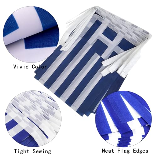 Image of Greece Flags Greek String Flag Banners for Patriotic Events Independence Day Sports Bars Inside Outside Decorations 33 Feet 30 Flags