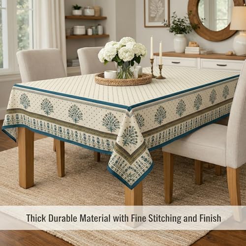 Image of STITCHNEST 'Tavola Luxe Series' Dining Table Cover 54x78 Inches | 4 Seater - 6 Seater Rectangular Dining Table Cover | Premium Fabric, Washable & Colour Fast