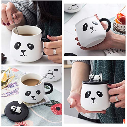 Funny Coffee Mug, Cute Ceramic Panda Mugs, Lovely Animal Tea Cups With 3D Panda Lid And Spoon,Cute Ceramic Animal Mugs Best Gifts For Women, Mom, Kids,Family, Brothers And Friends, 14 Ounces #TOP7