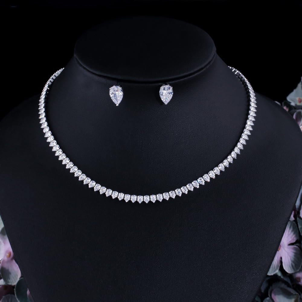 Set di gioielli da sposa per donna, collana AAA + zircone set di gioielli anallergici regalo di compleanno per fidanzamento matrimonio, set di gioielli da sposa per donna per festival