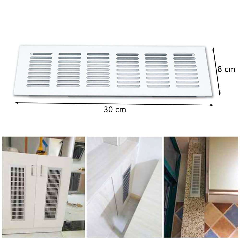 Dtoterul Lüftungsgitter Rechteckig – 2 Stück, Aluminium, 300 X 80 Mm, Für Möbel, Küche, Bad