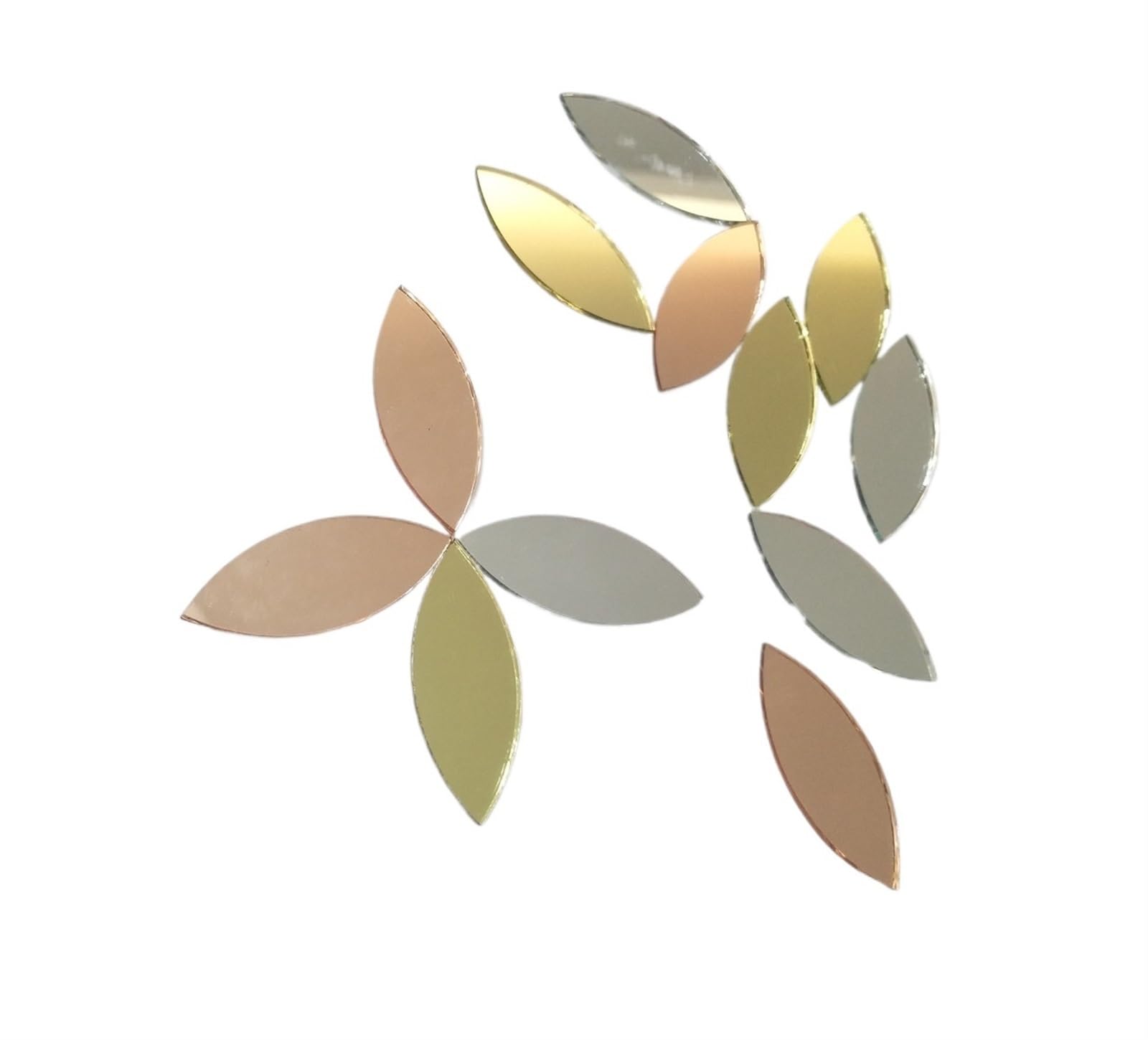 Ekalgretra Rose Gold Mirror Mosaic Making Supplies 120Pcs Glass Mosaic Tiles Petal Leaves, Supplies For Crafts, Craft Mirrors, Mirror Embellishments(Rose Gold Mirror)
