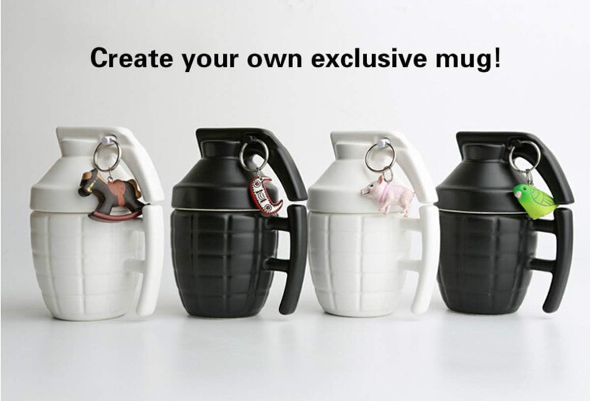 Creative Ceramic Grenade Mug,Daily Water Mug With Lid,Military-style Embossed Coffee Cup (Green) - Image 7