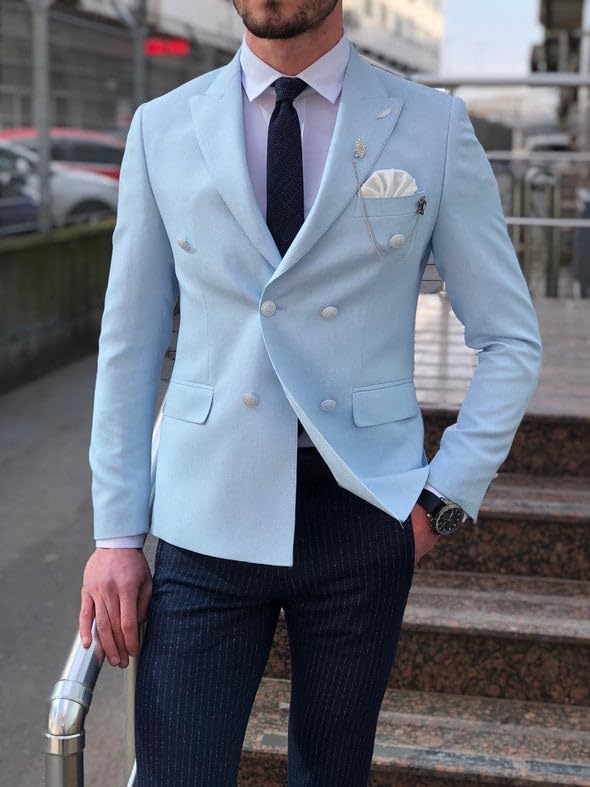 Mens Double Breasted Blazer Jacket for Men Slim Fit Casual Sports Coats for Men Regular Fit Business Wedding Dinner4