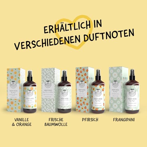 Belly® Hundeparfüm – Duftspray für Hunde & Welpen –250ml– Parfüm für Hunde mit Vanille & Orange – Spray gegen Geruch – pH-neutral – Fellpflege & Hundepflege