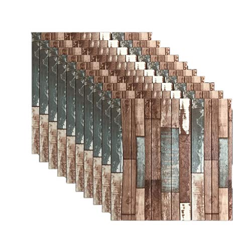 10Pack 3D pegatinas de pared de ladrillo papel pintado auto-adhesivo imitación de madera efecto de la textura de fondo decoración de la pared dormitorio restaurante (color : G)