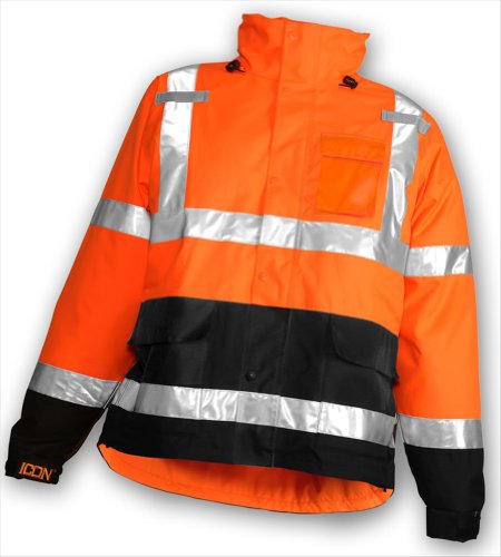 Image of Tingley Standard Icon High Visibility Jacket With Attached Hood, Fluorescent Orange-red /Black, XX-Large
