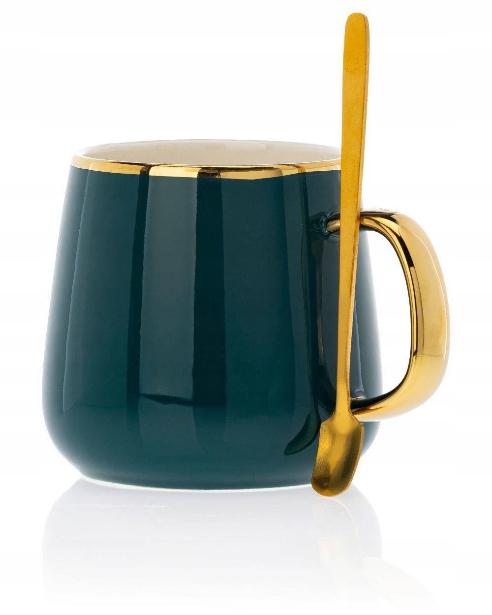 Service à café en céramique pour 4 personnes - Moderne - Vert - Avec théière, 4 tasses et plateau de service - Idéal pour le café, le thé ou d'autres boissons