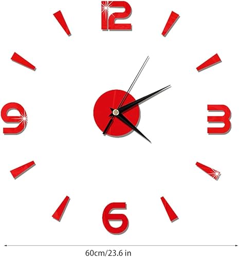 Miniatura 8 de Pilipane Reloj de pared moderno sin marco, moderno reloj de pared 3D para bricolaje, espejo con adhesivo decorativo sin marco, kit de reloj de pared