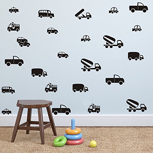 36 stickers vinilos removibles automóviles para pared negro miniatura 2