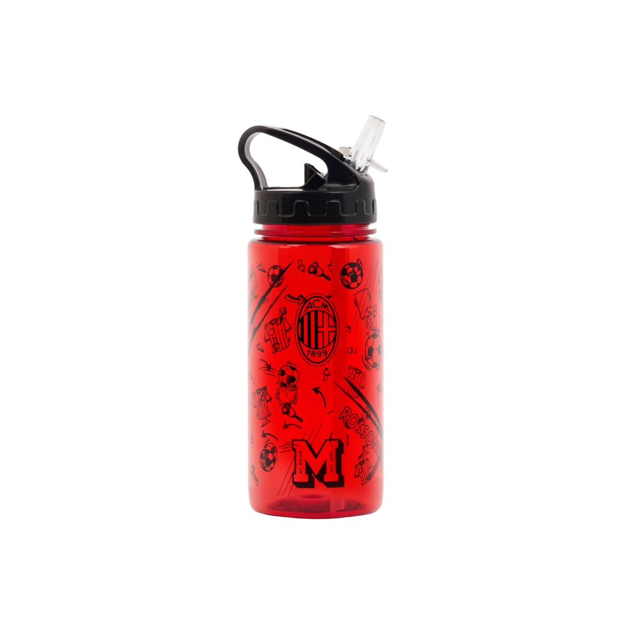 A.C. Milan Tritan butelka na wodę z logo AC Milan, Back to School, oficjalny produkt, czerwony, 500 ml