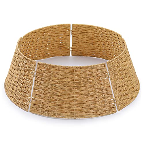 Christmas Tree Basket Christmas Tree Collar Wicker For Artificial Trees Christmas Tree Ring Stand Base Cover Box Collar Woven Wicker Tree Collarb For Christmas Tree Décor (Beige Yellow) #TOP13