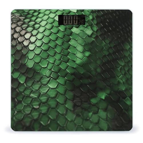 Báscula digital verde con diseño de piel de serpiente para baño miniatura 1