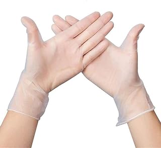 STRONG QUALITY PACK OF 100 LARGE SIZE Vinyl Disposable Gloves CLEAR POWDER FREE GLOVES | Latex Free - Food Safe - Ambidextrous | Ideal For Everyday Use => AQL 1.5 EN455 CLASS 1 Gloves