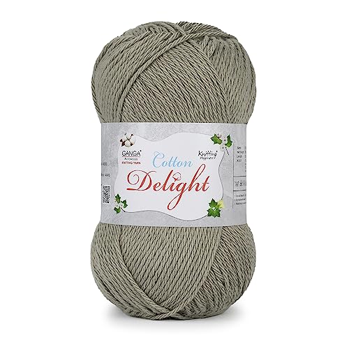 Image of Ganga Acrowools Cotton Delight, Dk Weight Cotton Yarn, Oekotex Class L Certified 100G, 169M COD004 Heathered Grey