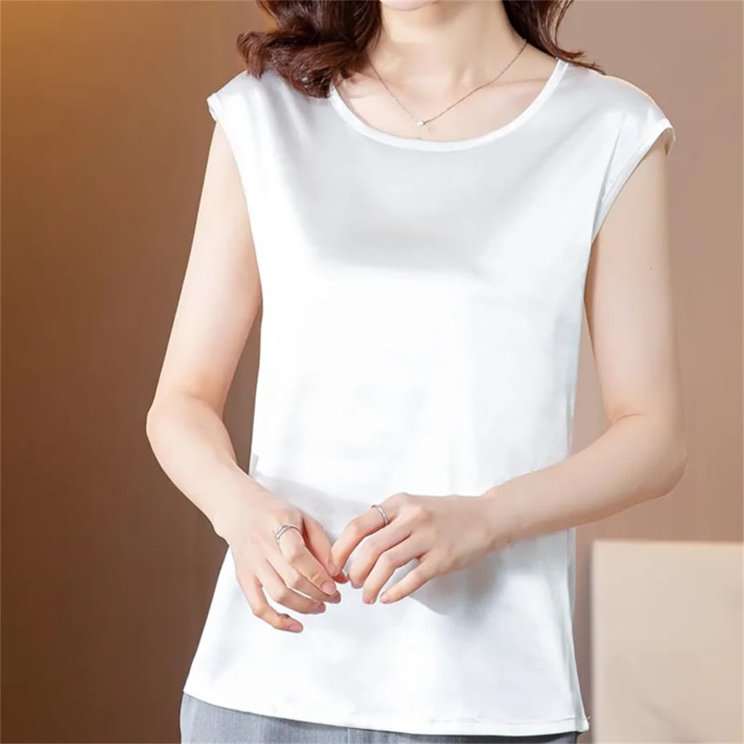 Top estivo da donna con scollo rotondo in seta
