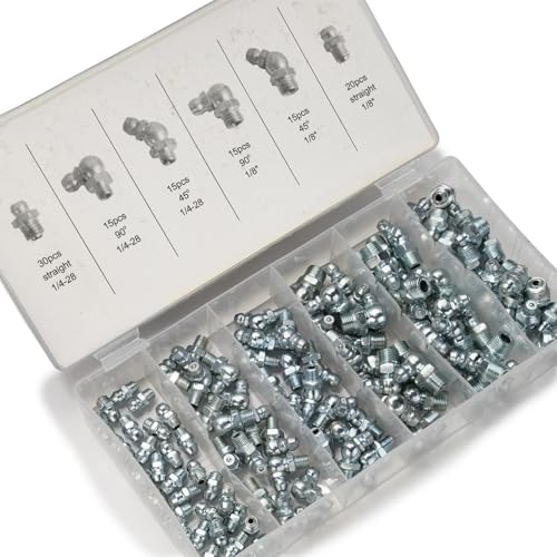 NEIKO 50463A Grease Fitting Assortment | 110 Piece | SAE | Straight and Angled Zerk Kit | A3 Steel | For Angled Grease Guns, Bearing Housings, Mechanical Component Lubrication by NEIKO - Used condition - US$12.73