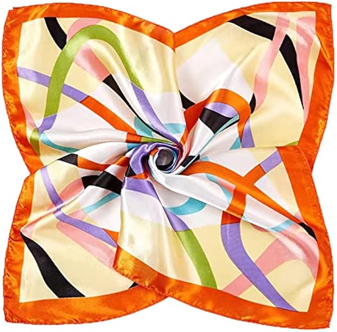 FXFOOT Women's Satin Square Bandana Silk Bandana Head Scarf Lightweight Bandana 19.6x19.6 inches Suitable for hair wrapping and night sleep
