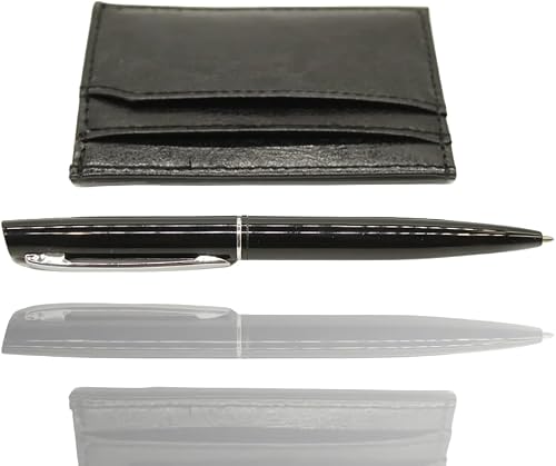 Minx Genuine Leather Leather Card Holder with Pen