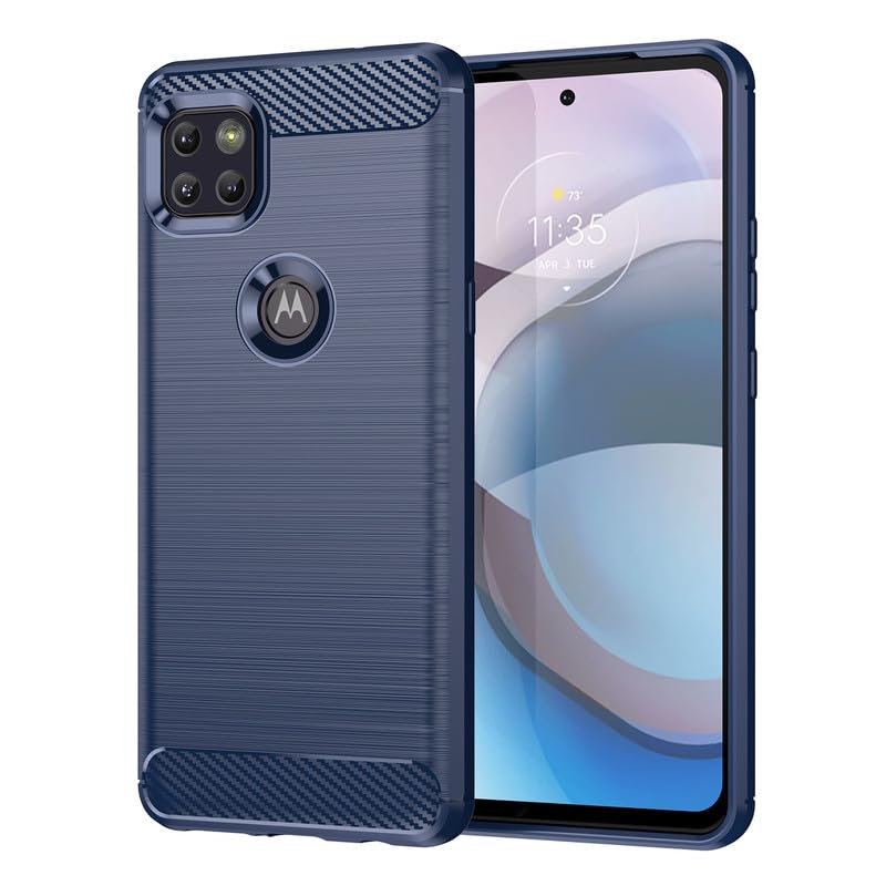 Image of Hybrid Carbon Fiber Back Case for Moto G 5G (Blue)