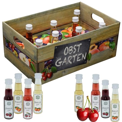 Obstgarten · Geschenkidee für Männer und Frauen mit Alkohol · 8 x Obst-Likör · Hochwertige Geschenkbox (Obstgarten ohne Schuber)