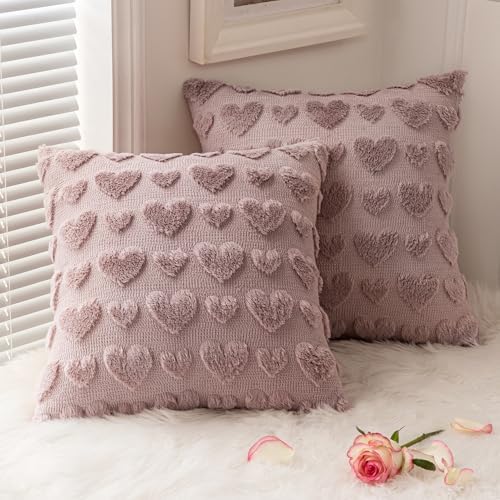 MIULEE Set of 2 Blush Pink Valentines Pillow Covers Heart Love Cu...